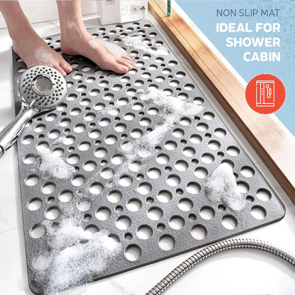 Tapis de bain antidérapant pour douche, tapis de sécurité antidérapant avec ventouses puissantes, trous de drainage rapides, lavable en machine pour personnes âgées