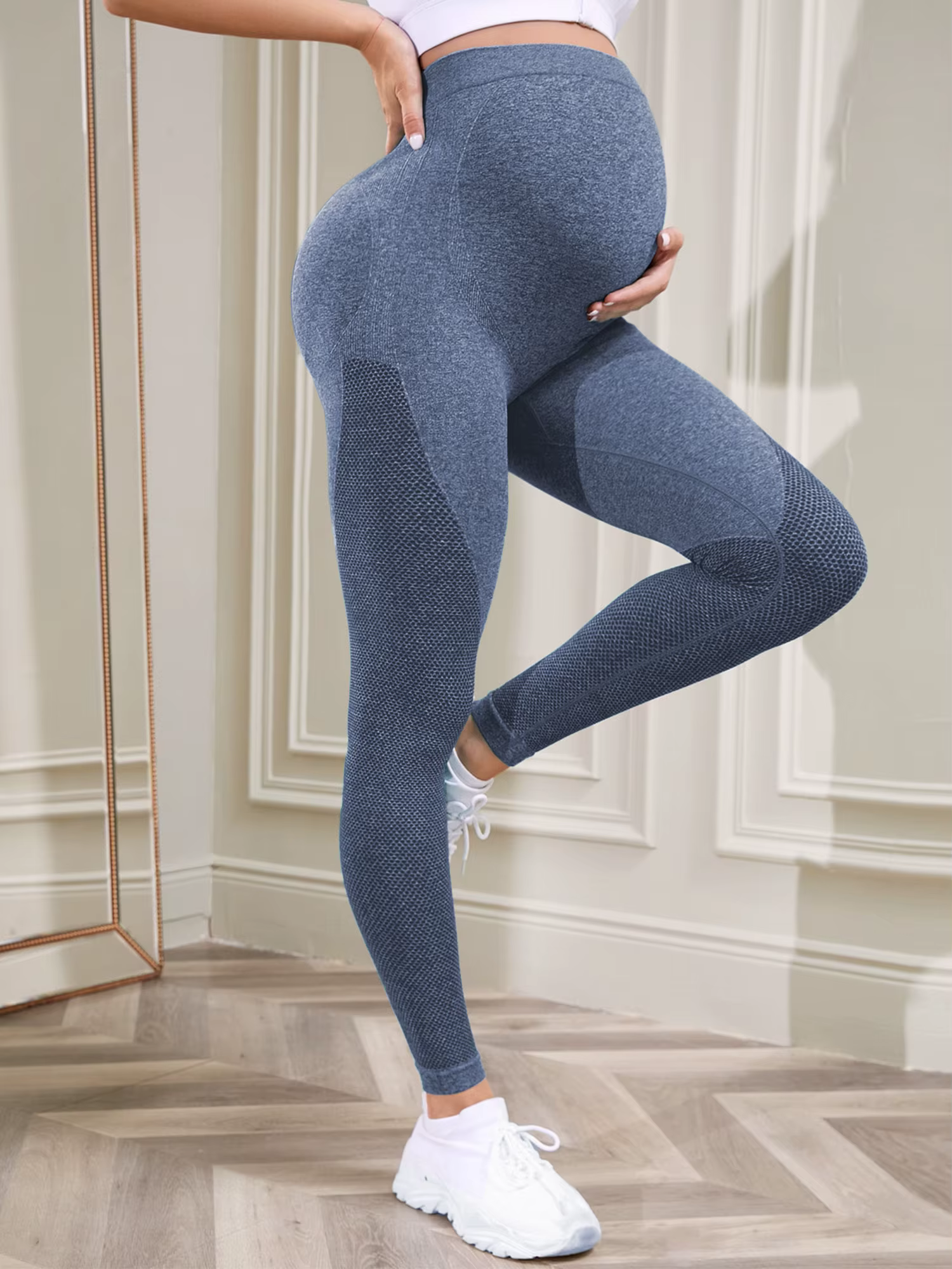 Leggings de yoga décontractés de maternité avec soutien du ventre femme enceinte taille haute pantalons de pilates
