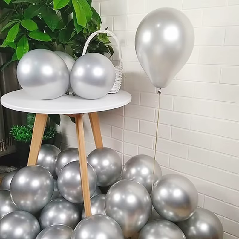 30/20/10 pièces ballon d'anniversaire en argent métallique 12 pouces ballons en Latex argenté en métal décorations DIY réception-cadeau pour bébé Photo de fête de mariage