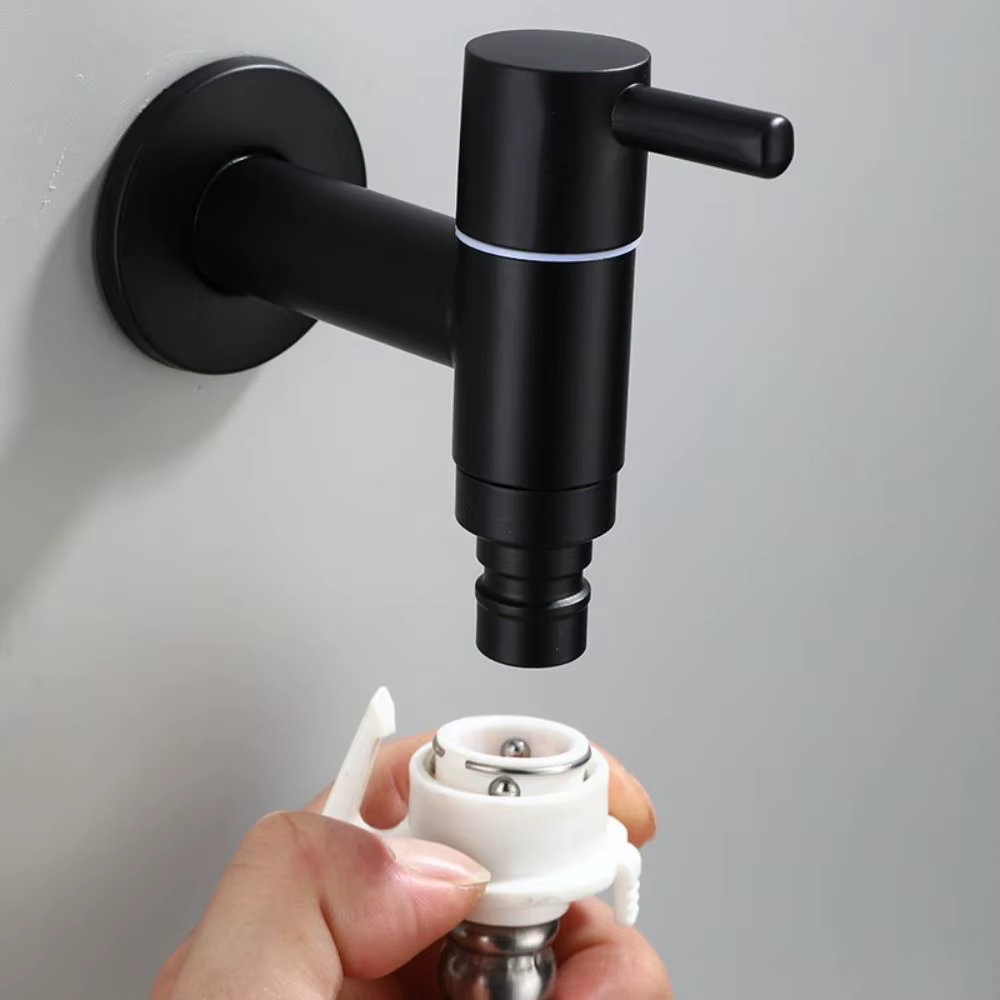 Robinet de Machine à laver en acier inoxydable 304, noir mat, vadrouille anti-éclaboussures, robinet de lavage multifonctionnel mural