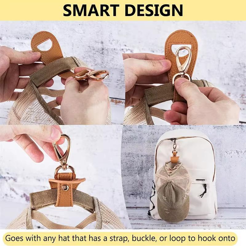 Clip de chapeau de voyage en cuir Simple, Clip de chapeau de Baseball de Golf, sangle de chapeau d'été, serviette, gant, rangement, boucle de portefeuille, Clip de loquet mains libres