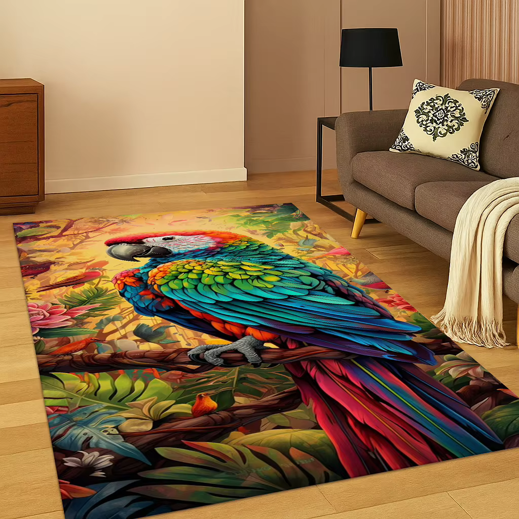 Tapis coloré ara perruche oiseau perroquet tapis pour salon canapé maison chambre paillasson décor, salle de jeux tapis antidérapant cadeau