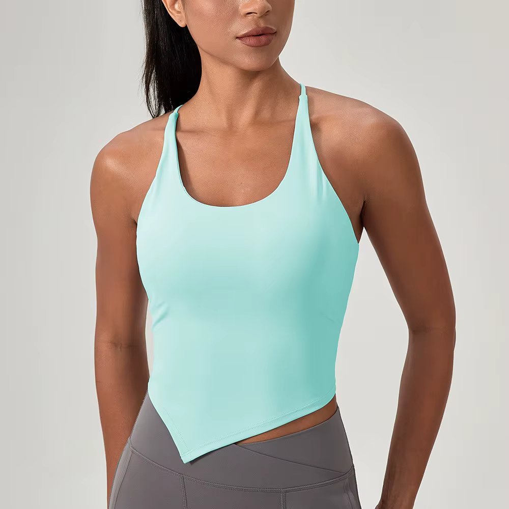 Débardeur de yoga rembourré effet seconde peau pour femme, séchage rapide, extensible, pour la course et la gym