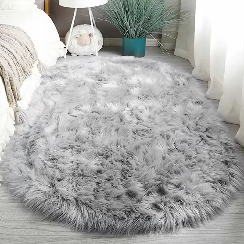 VIKAMA – tapis ovale en laine et soie de luxe léger, moelleux et doux, antidérapant, pour salon, chambre d'enfant, décoration de la maison