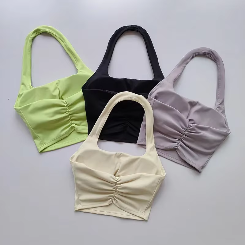 Camisole de yoga rembourrée dos nu sexy pour femmes